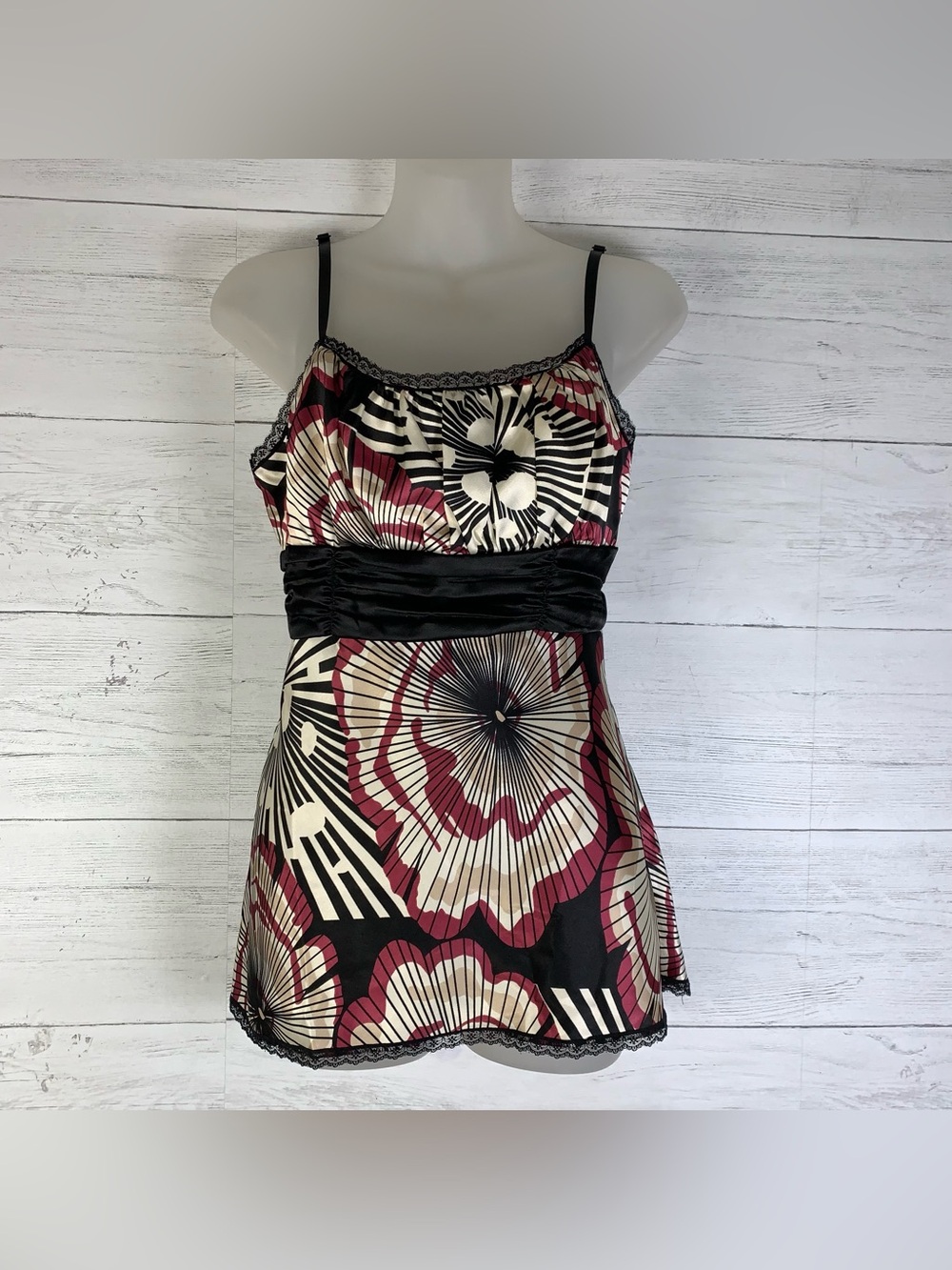 Y2K Heart Soul satin floral babydoll top size XL juniors